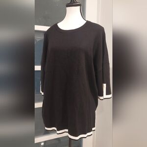 Elegant Black Women's Sweatshirt with White Trim